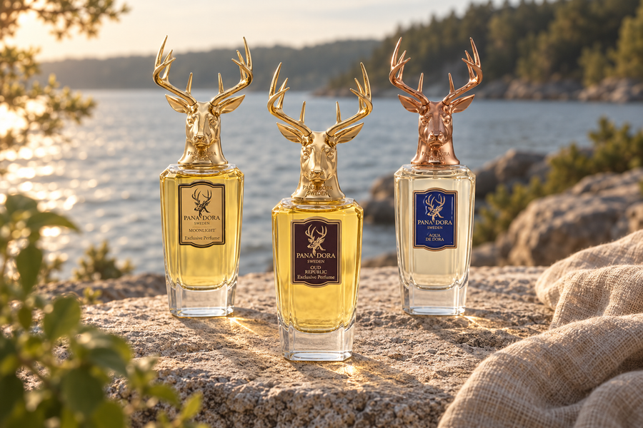 Pana Dora Oud Republic, Moonlight und Aqua de Dora – Originalflakons für den Duftguide