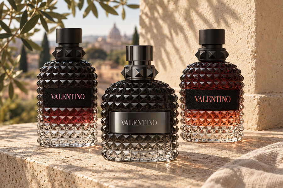 Valentino Uomo Born in Roma Intense, Uomo Intense und Coral Fantasy – Originalflakons