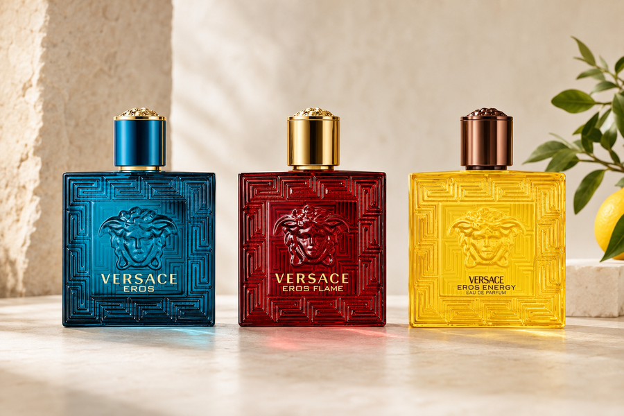 Versace Eros, Eros Flame und Eros Energy im Duftvergleich